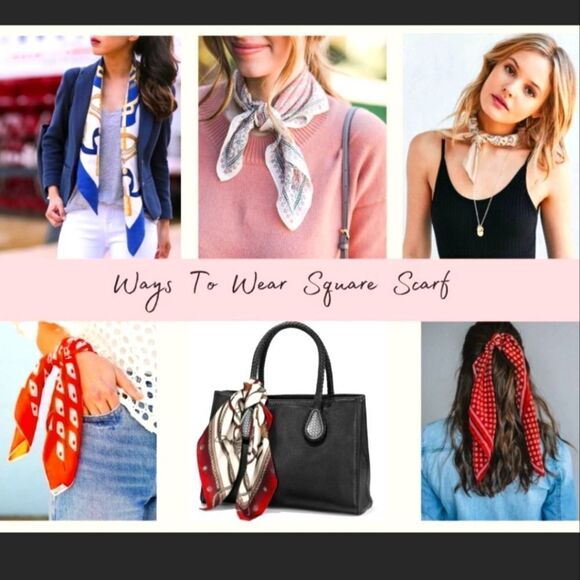 Women's Fashion Satin Blue Mulberry Printing Silky Scarf - Picture 7 of 9